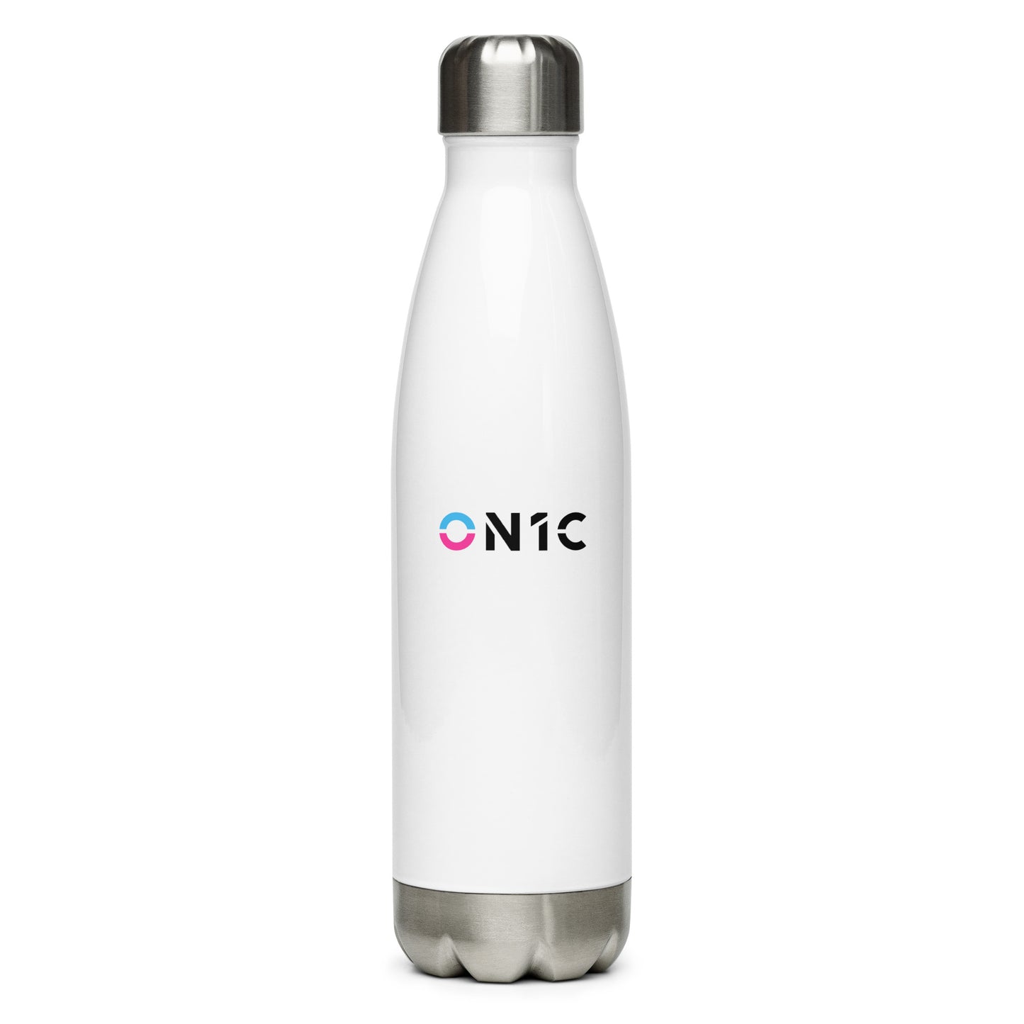 ON1C Logo with Signature Stainless Steel White Water Bottle
