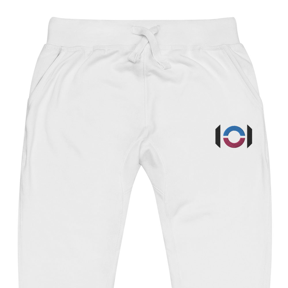 ON1C Logo Embroidered Unisex Fleece Sweatpants (White)