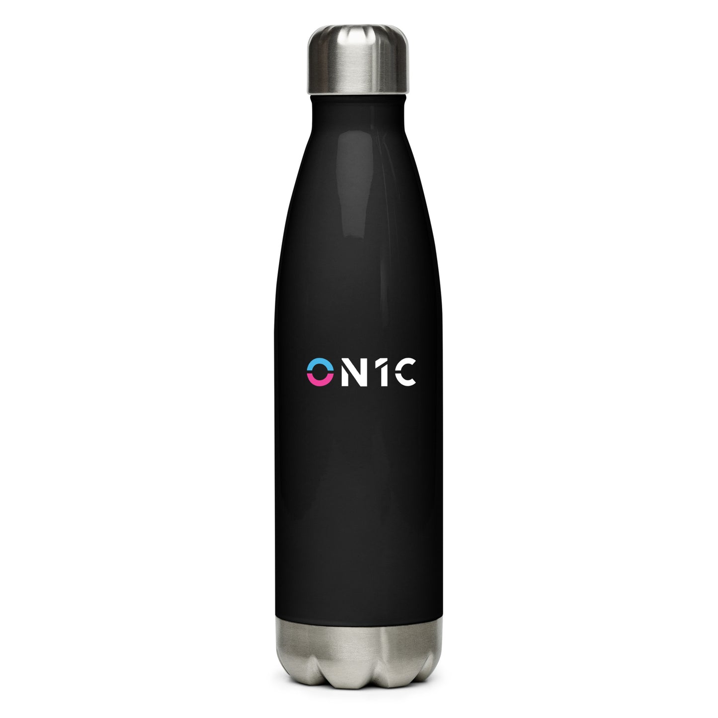 ON1C Logo with Signature Stainless Steel Black Water Bottle