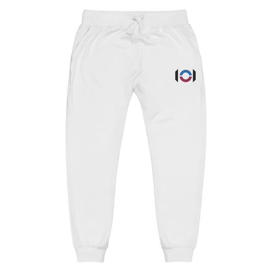 ON1C Logo Embroidered Unisex Fleece Sweatpants (White)